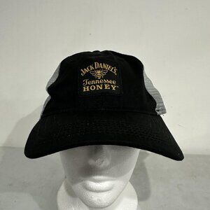 Jack Daniel's Tennessee Honey Hat Cap Snap Back Black Gray Trucker Mesh‎ Mens